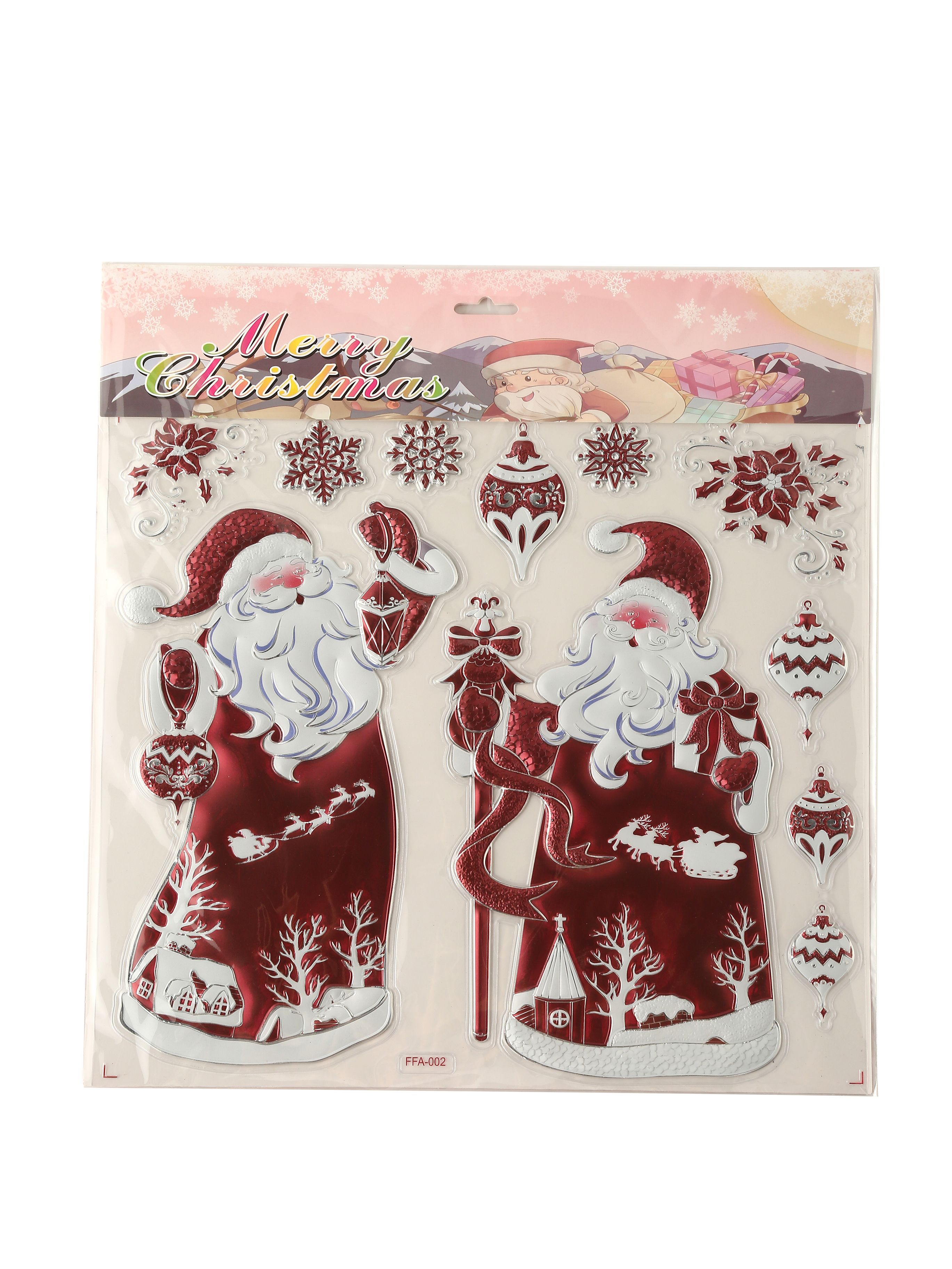 Новогодние наклейки Санта-Клаус Красный 37x31CM ТИП №2 Китай
