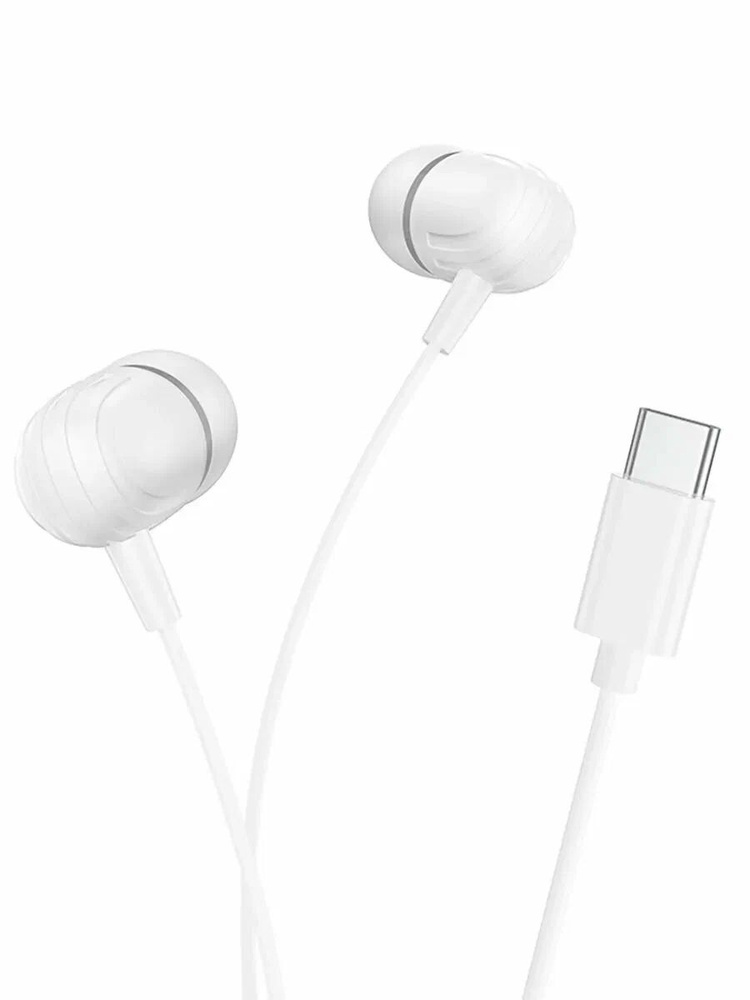 BOROFONE Наушники проводные с микрофоном, USB Type-C, белый #1