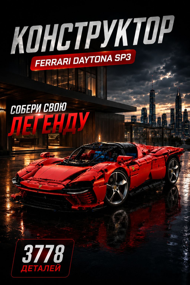 Конструктор для мальчика техник машина Феррари Дайтона / Ferrari Daytona SP3, 3778 деталь / 42143 Красная #1