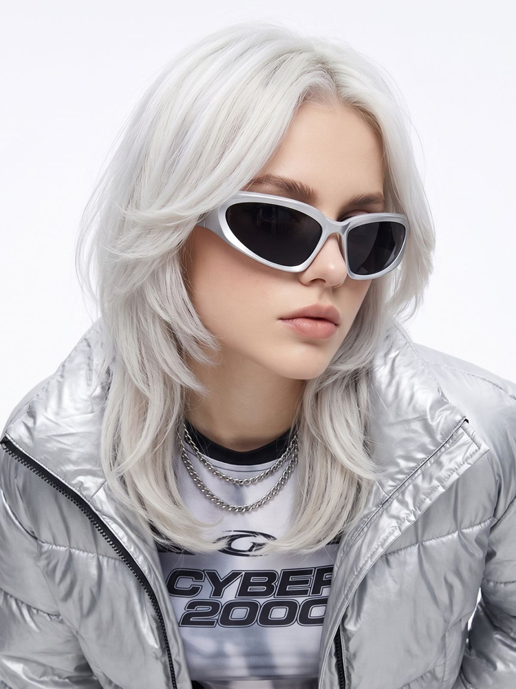 Очки солнцезащитные унисекс Y2K серебристые #1