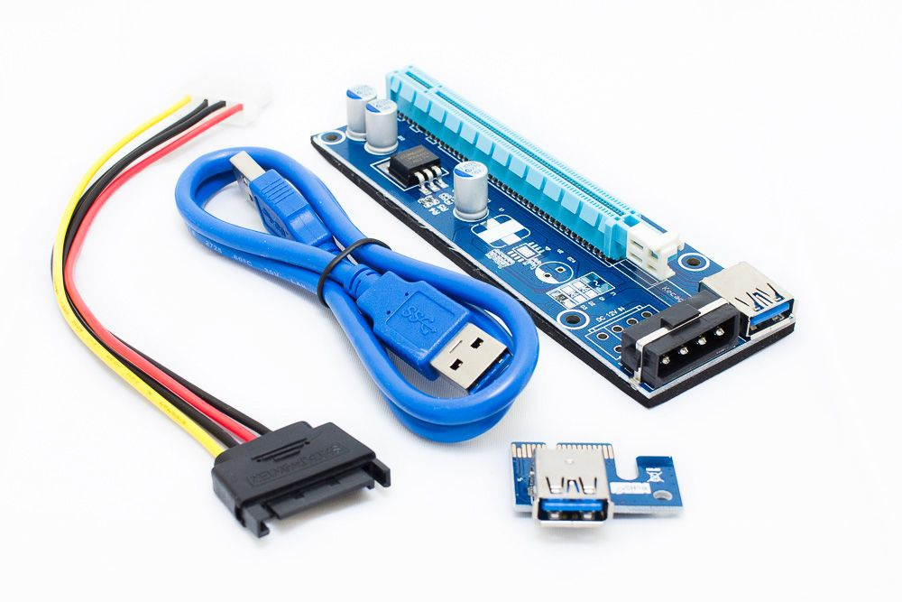 Райзер PCI-E X1-X16 VER.006/007 USB 3.0 60см - купить с доставкой по ...