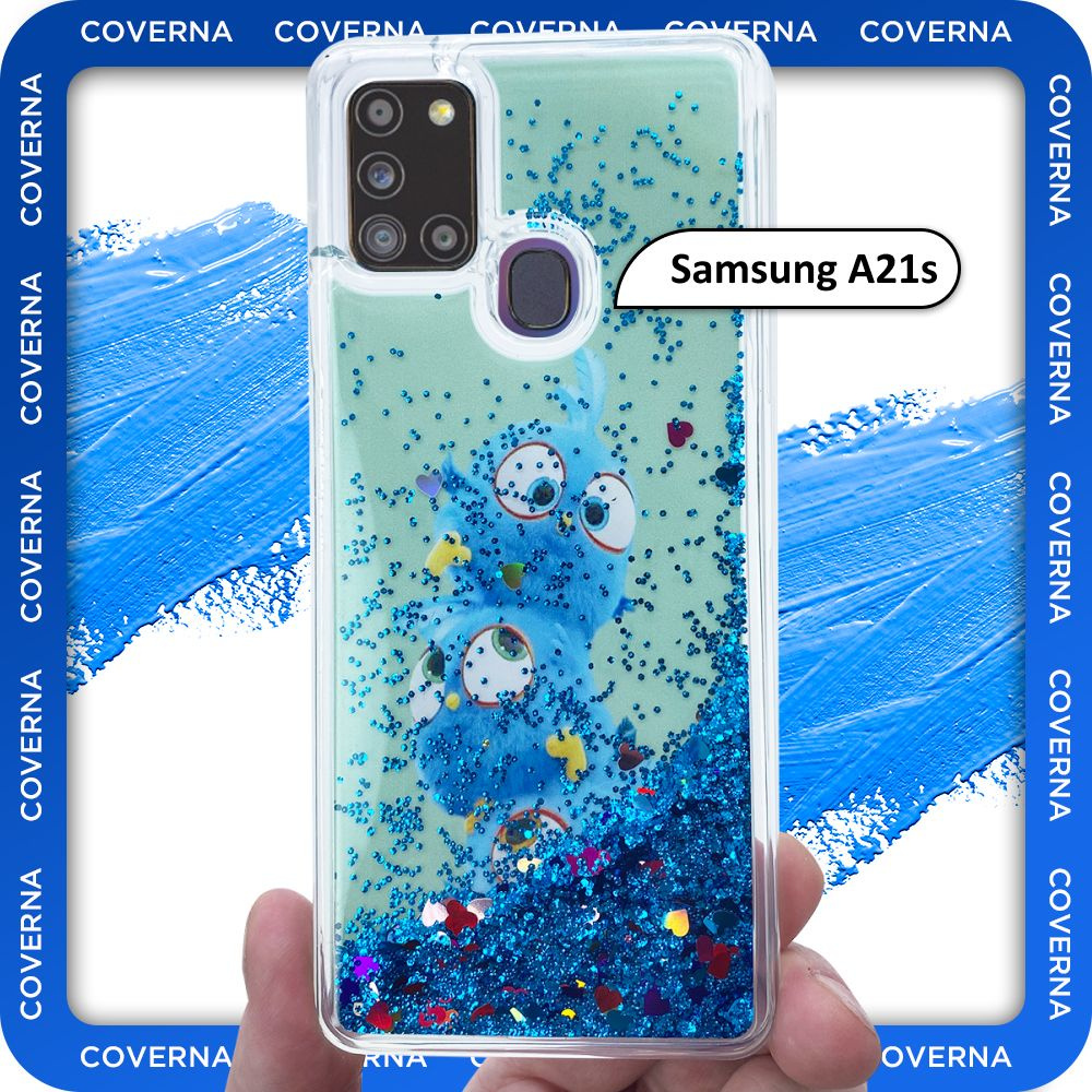 Чехол силиконовый переливашка с рисунком на Samsung A21s, для Самсунг А21s  #1