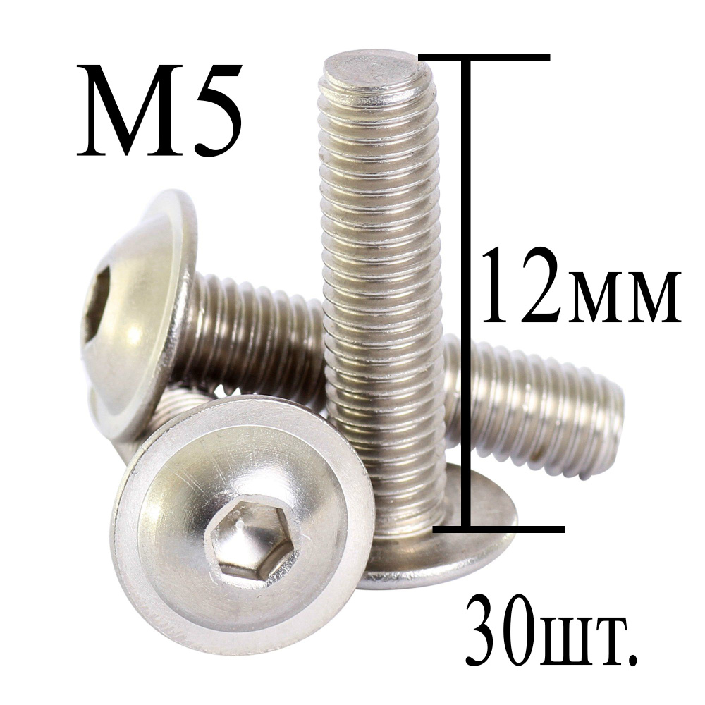 Винт М5 х 12 полная резьба с прессшайбой (30шт.) #1