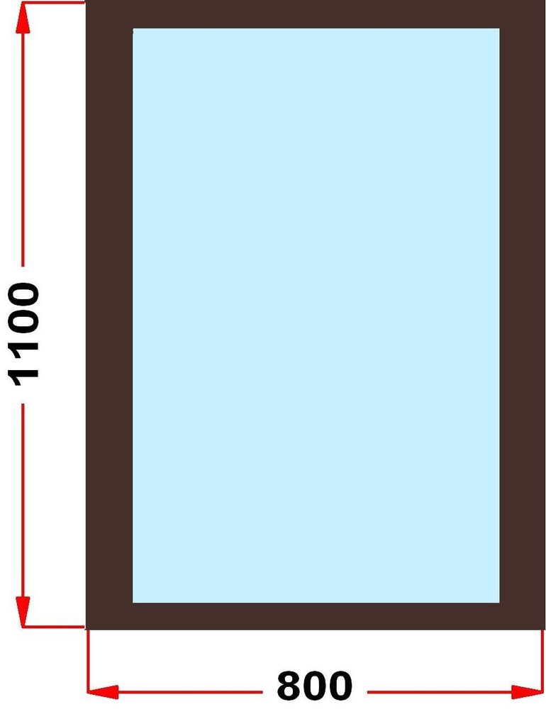 Окно пластиковое, профиль 60 мм (1100 x 800) , не открывающееся, стеклопакет 2 стекла, темно-коричневое #1