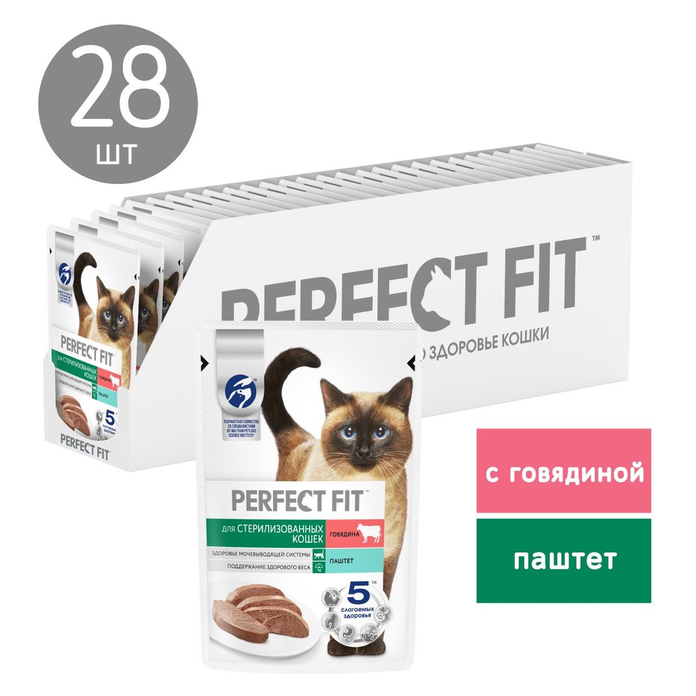 Влажный корм Perfect Fit пауч для взрослых стерилизованных кошек ...