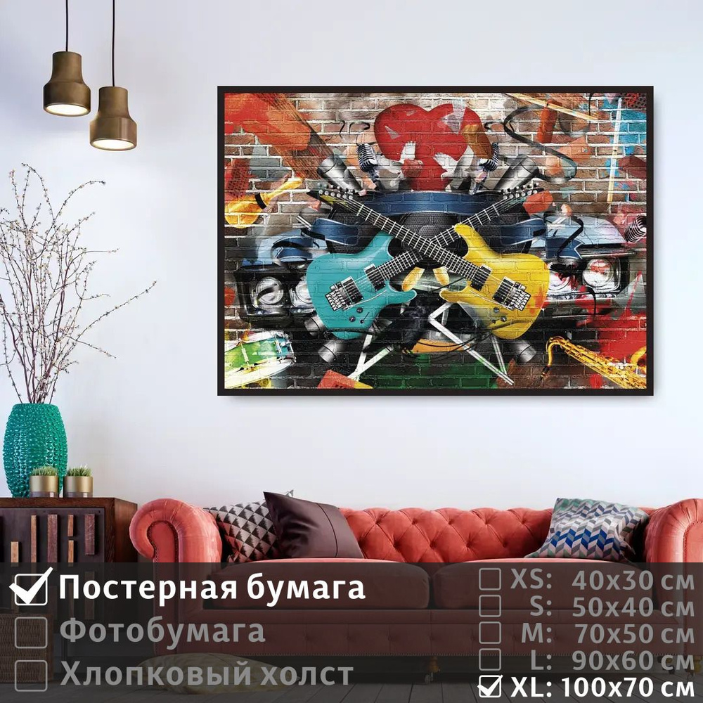 Постер на стену В Стиле Рок Гитары 100х70 см ПолиЦентр #1