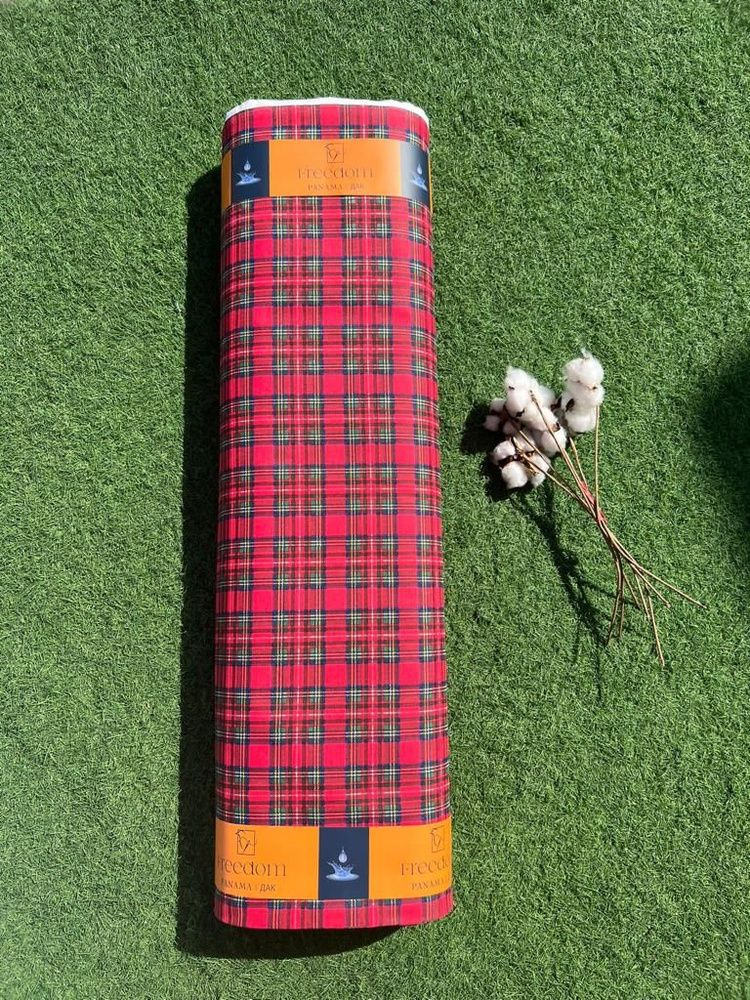 Ткань DUCK с водоотталкивающей пропиткой, 100*180 см, принт Шотландская рубашка мелкая цвет красно-зеленый #1