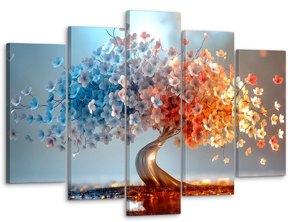 Модульная картина для интерьера на стену "Сказочное дерево" 80x140 см ...