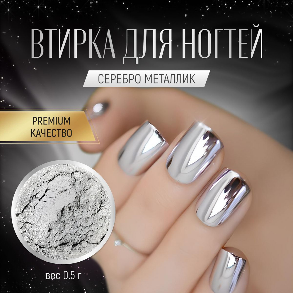 Втирка для ногтей Glowside металлическая зеркальная MJ01 / Декор для маникюра /  #1