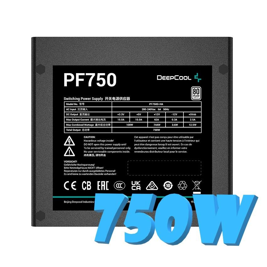 Deepcool Блок питания компьютера PF750 80+, 750 Вт (PF750 80+) - купить ...
