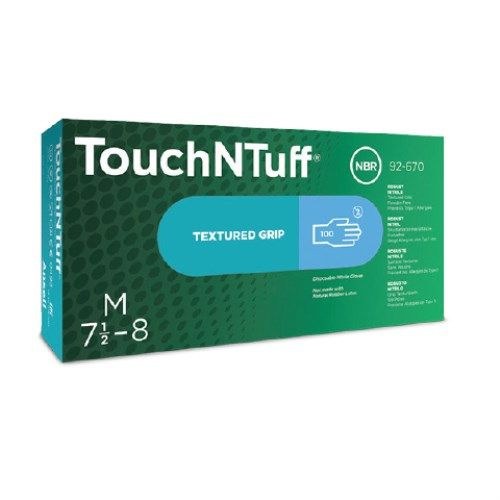 Перчатки нитриловые Ansell TouchNTuff 92-670, цвет: голубой, размер M, 100 шт. (50 пар), неопудренные, #1