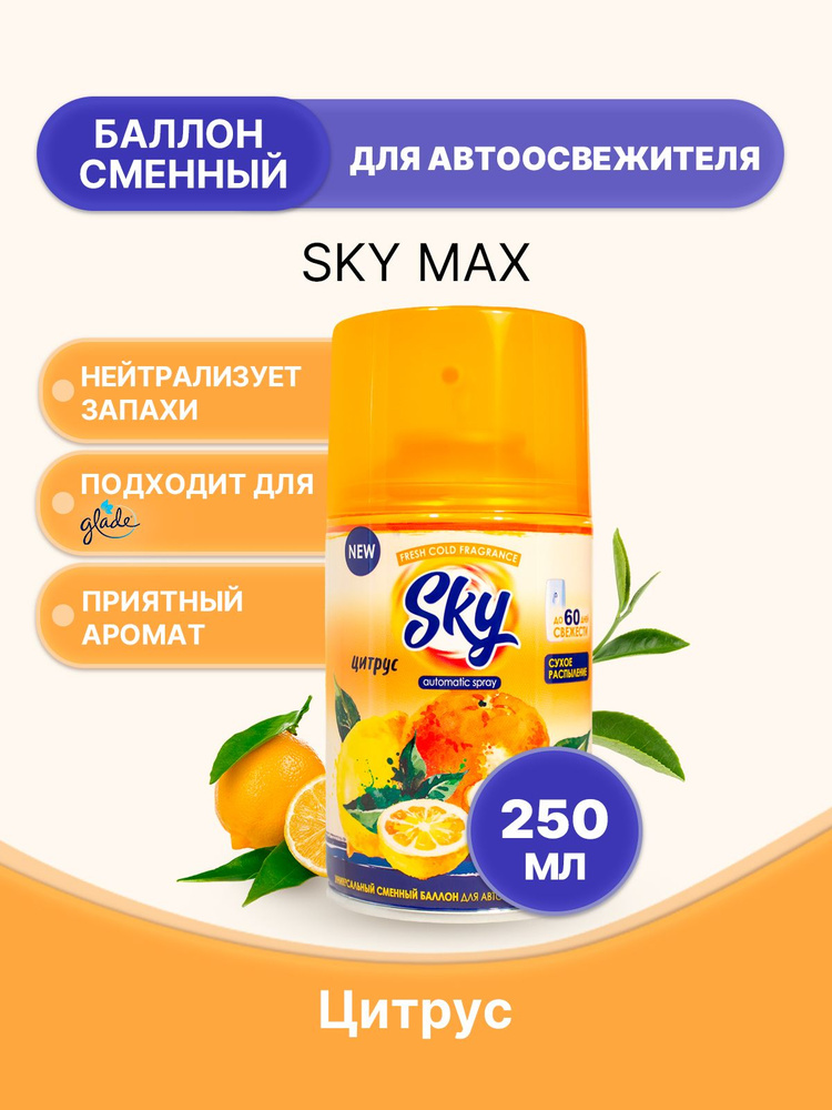 SKY MAX Освежитель для диспенсера Цитрус 250мл/1шт #1