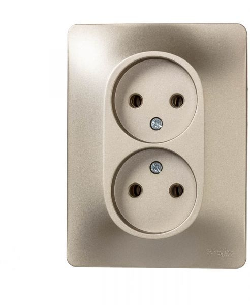 Розетка 2-м СП Glossa 16А IP20 без заземлением в сборе титан GSL000420 ...