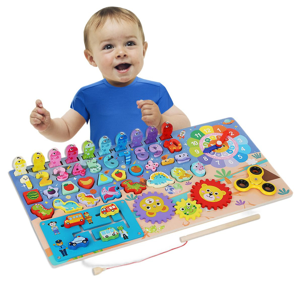 Головоломки для детей, бизиборд 12 в 1 / Игрушки монтессори ...