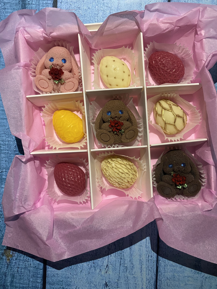 Фигурный шоколад Шоколадные зайчики и яйца 180 грамм #1