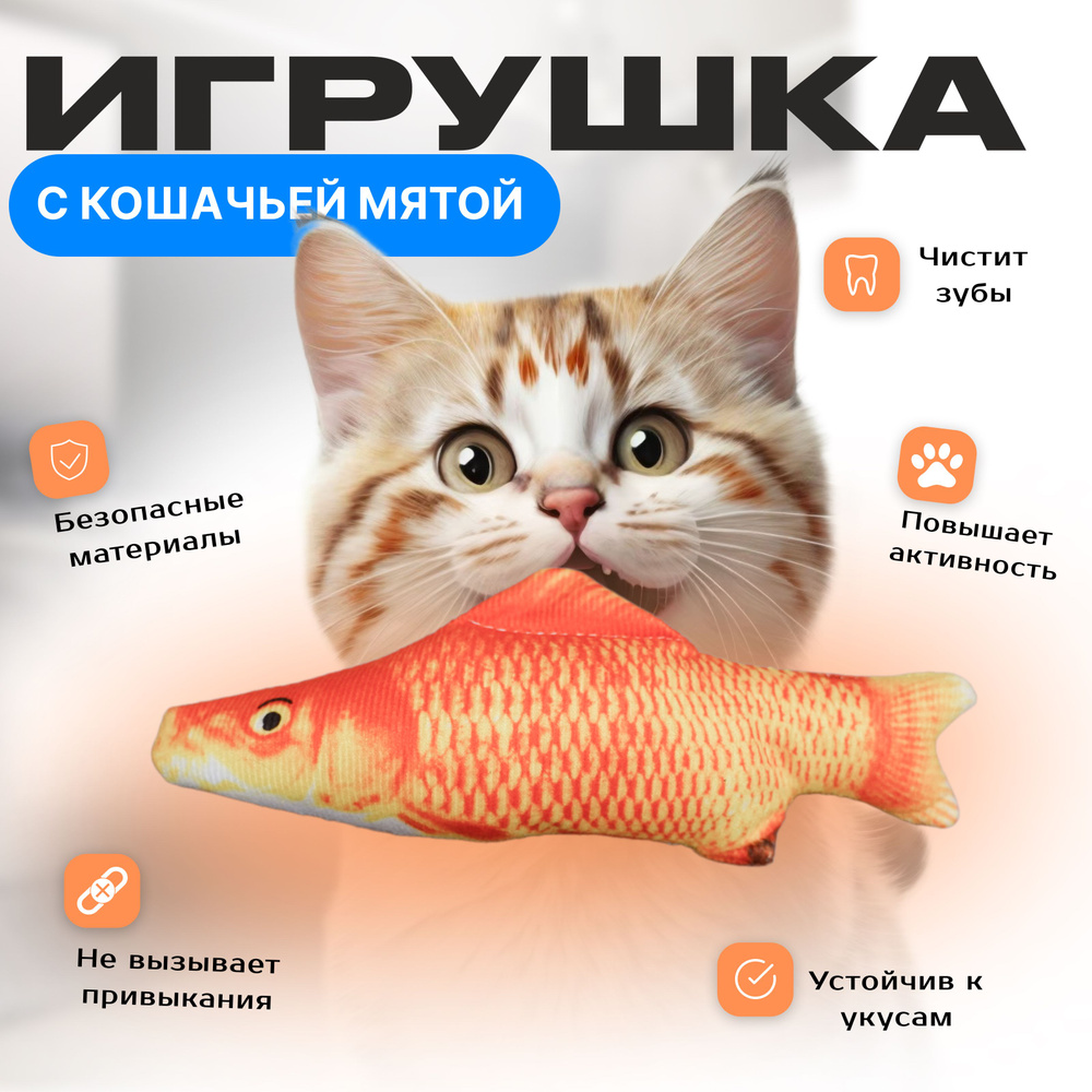 Игрушка для кошек с кошачьей мятой , рыба Карп 20 см - купить с доставкой  по выгодным ценам в интернет-магазине OZON (1429660312)