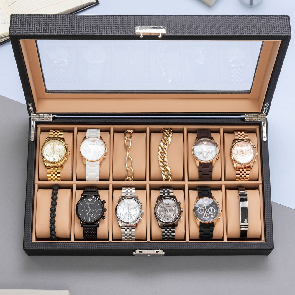 Шкатулка CLOX Шкатулка для хранения 12 часов, экокожа MTW100
