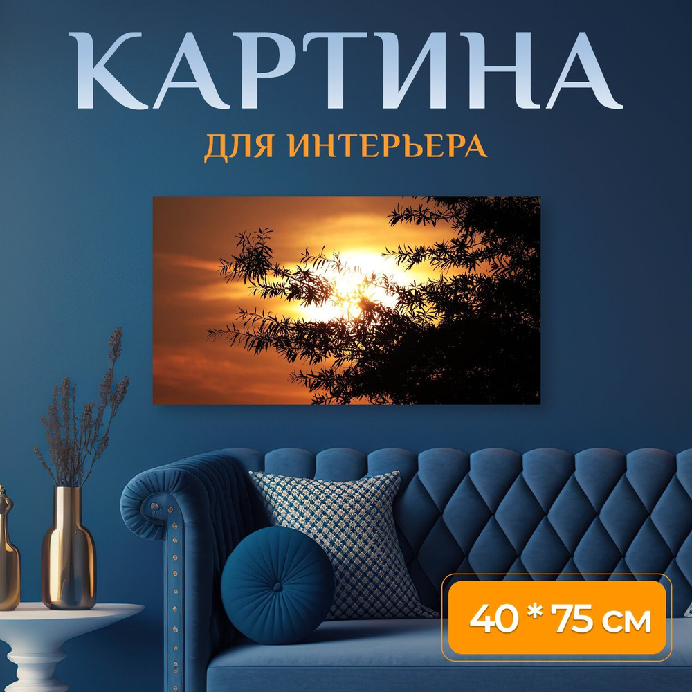 LotsPrints Картина "Заход солнца, послесвечение, солнце 61" 40x75 см #1