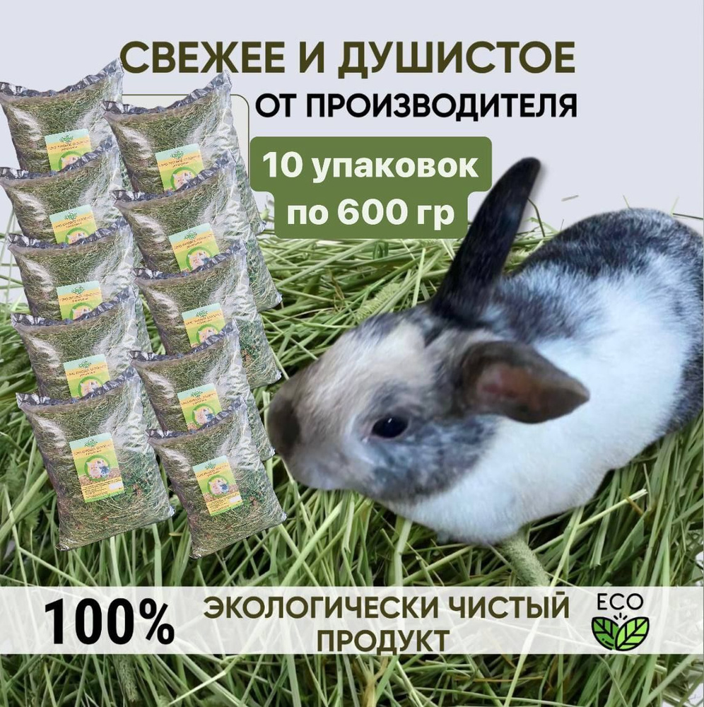 Сено отборное для грызунов, ZooArt,10 пакетов по 600 гр.