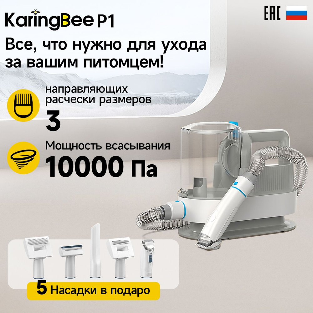 5 в 1 груминг-пылесос KaringBee P1, Машинка для стрижки животных, щетка,  дешеддер, 4 направляющих гребня, насадки для уборки, вакуумный сбор шерсти  - купить с доставкой по выгодным ценам в интернет-магазине OZON (1517567548)