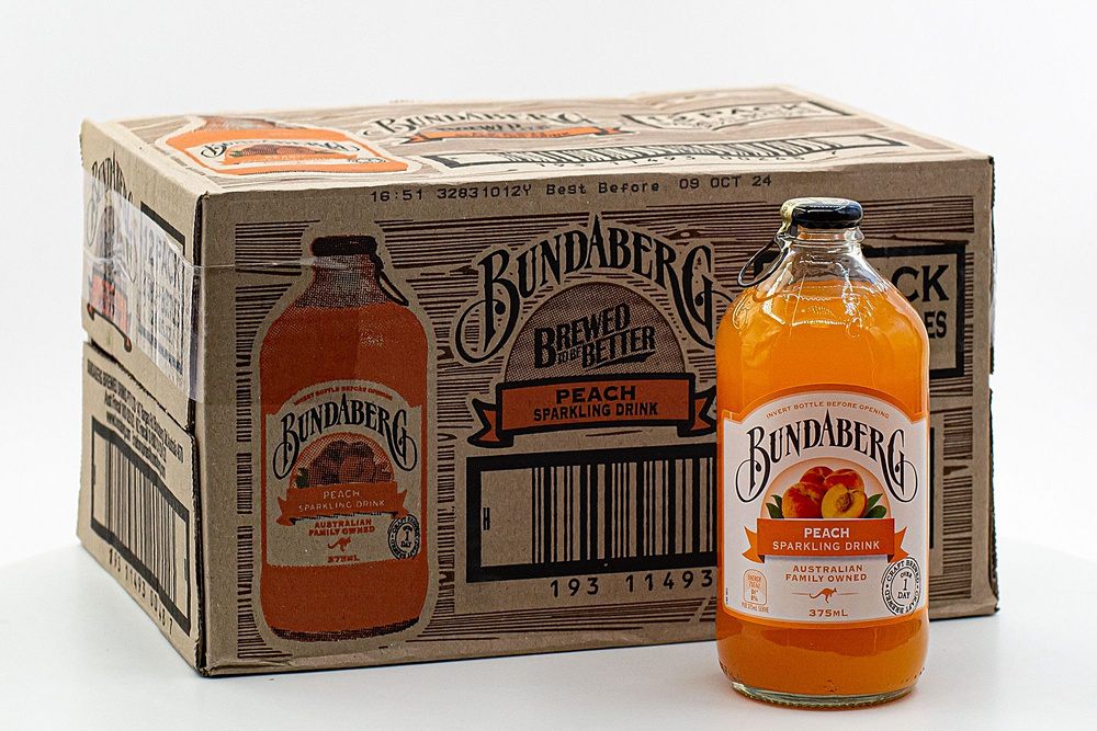 Напиток безалкогольный газированный Персик BUNDABERG 375 мл стекло/Peach BUNDABERG 375 ml Упаковка 12шт. #1