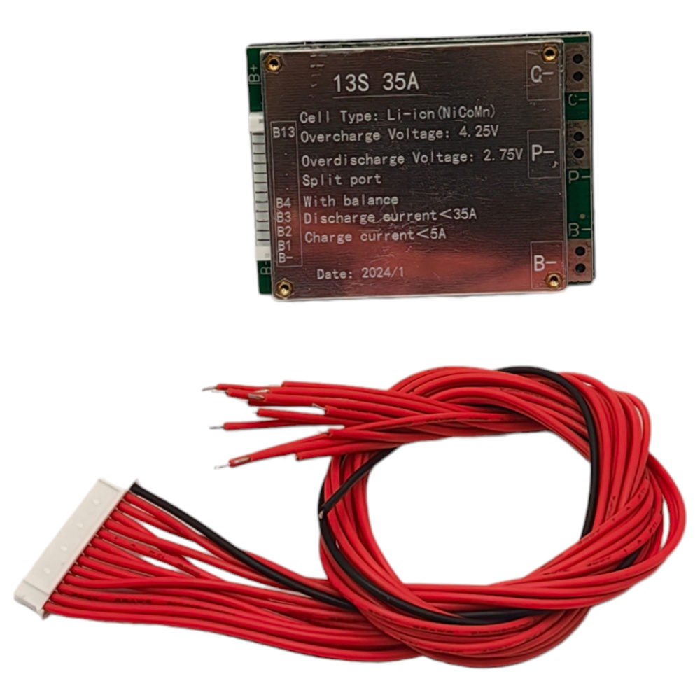 БМС плата защиты li ion аккумуляторов BMS 13S 35А (54.6В) с ...