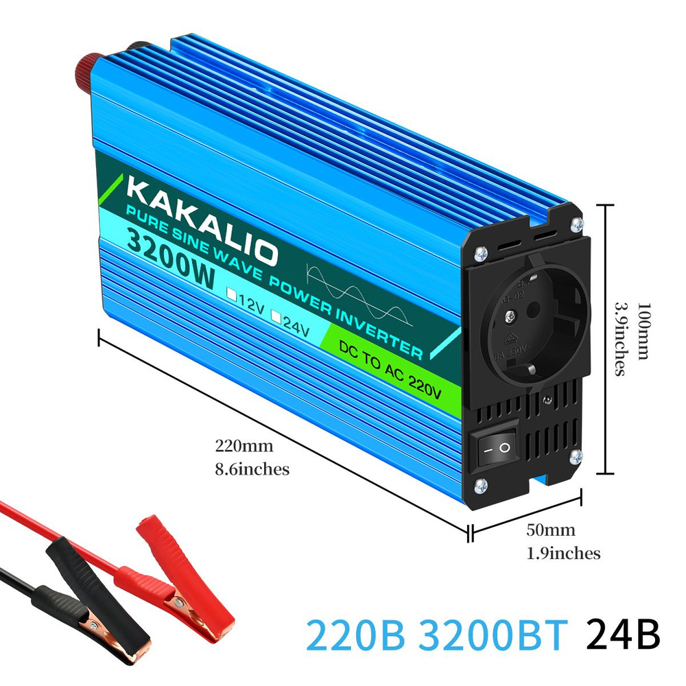 Автомобильный инвертор 24В 220В 3200ВТ.Чистая синусоидальная волна ...