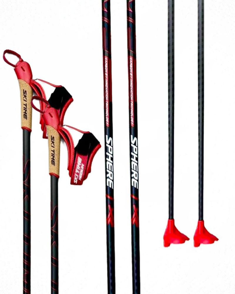 Лыжные палки SKI TIME SPHERE HM Black/Red, 155 #1