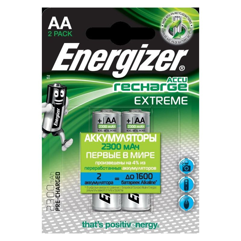 Energizer Аккумуляторная батарейка, 2300 мАч, 2 шт - купить с доставкой ...