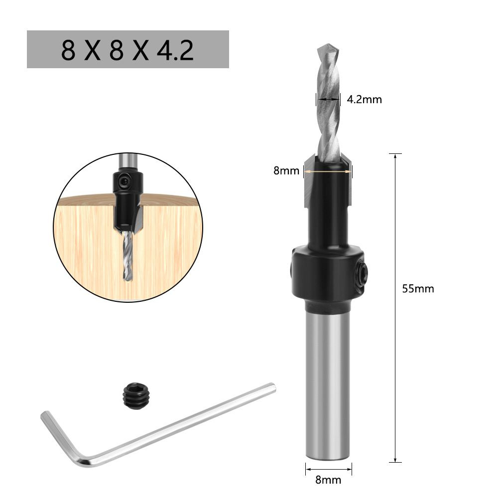 Набор зенковочных сверл по дереву 8 x 8 x 4.2 мм #1