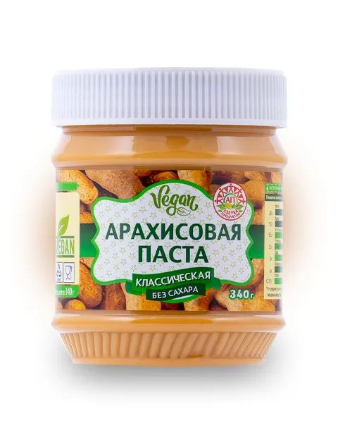 Арахисовая паста Азбука Продуктов Классическая без сахара 340 гр - 4 шт  #1