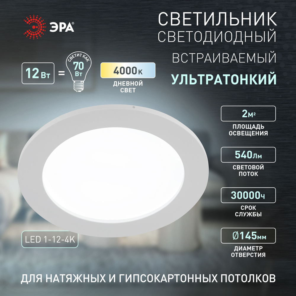 Светильник светодиодный круглый LED 12W 220V 4000K LED 1-12-4K #1