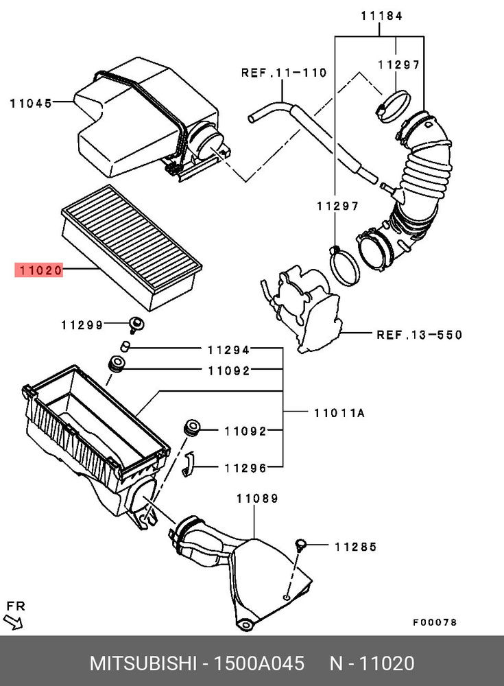 Mitsubishi Фильтр воздушный арт. 1500A045, 1 шт. #1