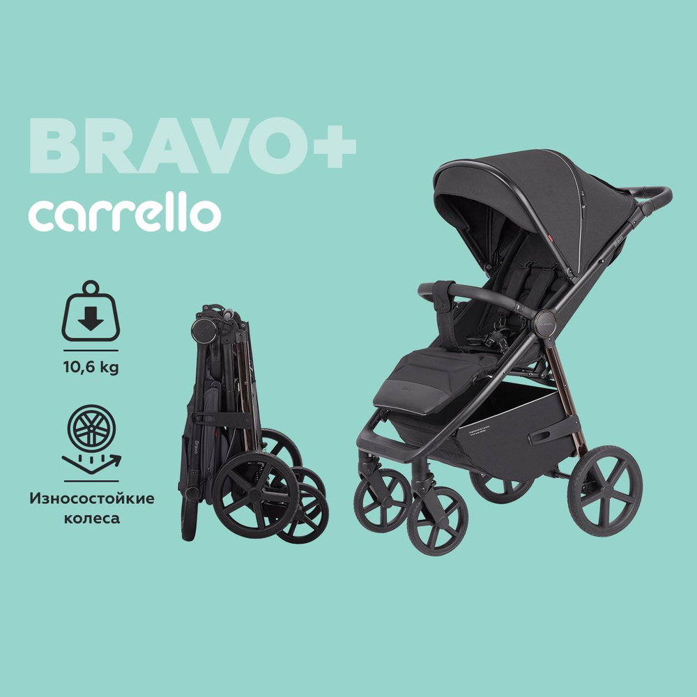 Коляска прогулочная CARRELLO Bravo Plus 5515, всесезонная, серая #1