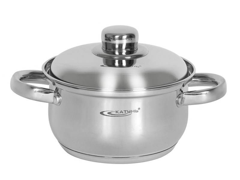 Кастрюля 1л нержавеющая сталь Гретта с металлической крышкой, индукция ...