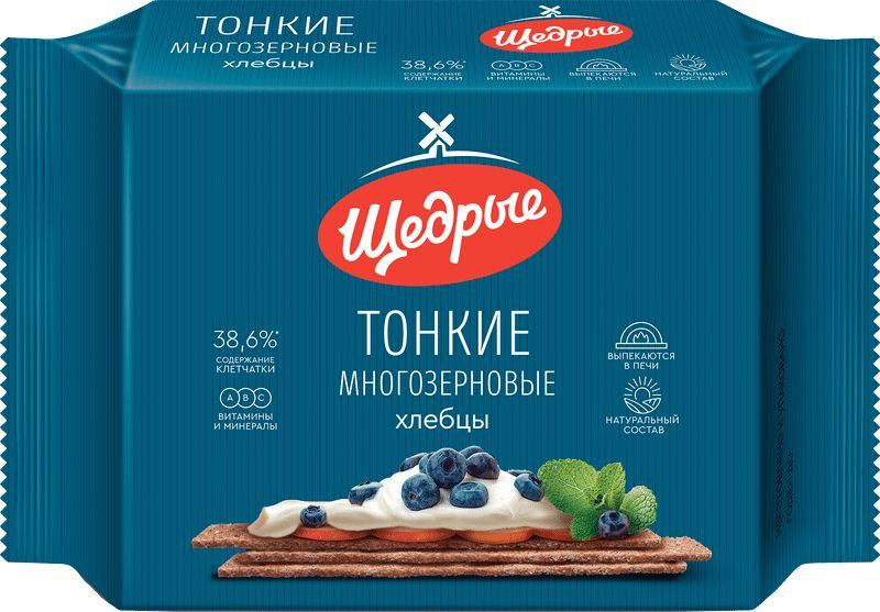Хлебцы Щедрые многозерновые тонкие, 170г - купить с доставкой по ...