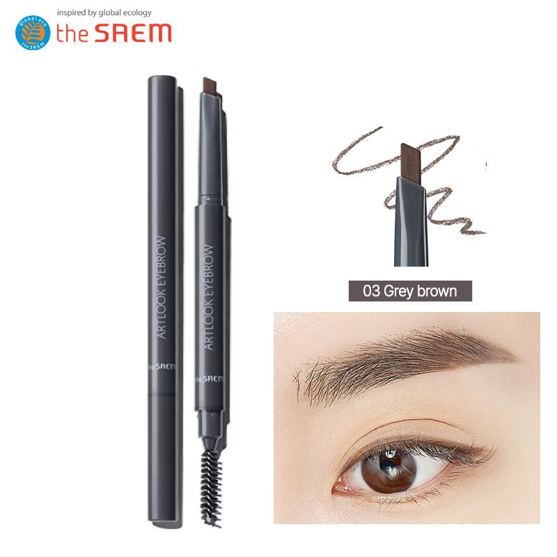 The Saem Saemmul Artlook Eyebrow ( #03 Grey Brown ), Карандаш для бровей с щеточкой,Корейская косметика #1