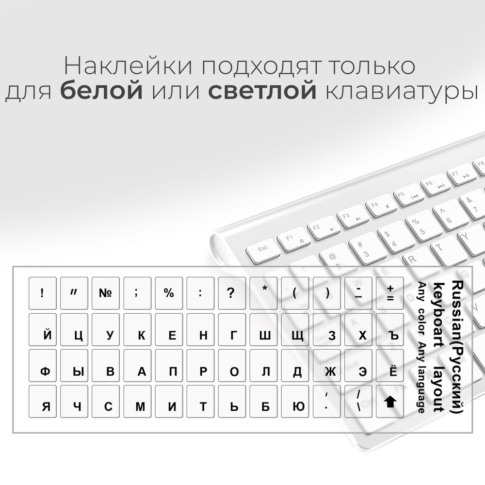 Универсальные пластиковые наклейки на клавиатуру ноутбука с русскими буквами кириллицей и символами  #1