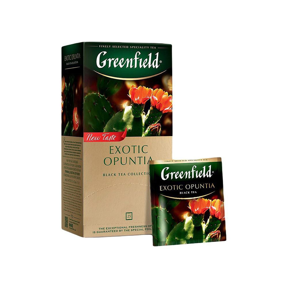 Чай в пакетиках чёрный Greenfield Exotic Opuntia (Экзотик Опунция), 25 пак. Кактусовая груша, базилик. #1