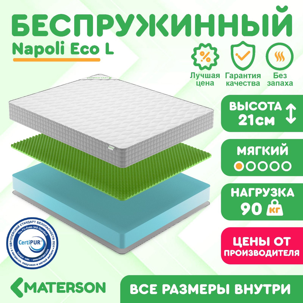 Матрас 60х200 Беспружинный MATERSON Napoli Eco L 60x200 #1