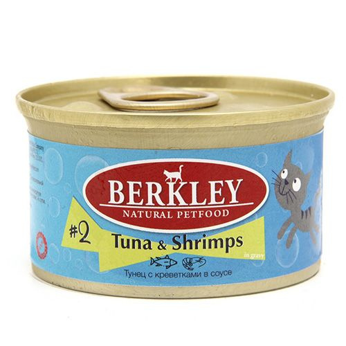 Berkley №2 Tuna & Shrimps / Влажный корм Консервы Беркли для кошек Тунец с креветками, 85г х 24шт  #1