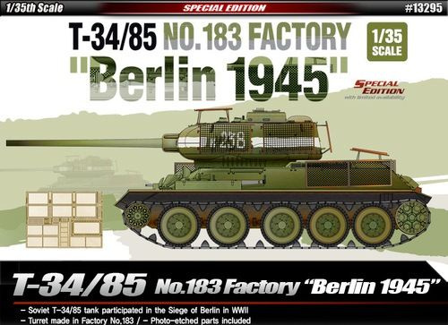 13295 Academy Танк T-34/85 завода №183 с экранами (Берлин, 1945 год) Масштаб 1/35  #1