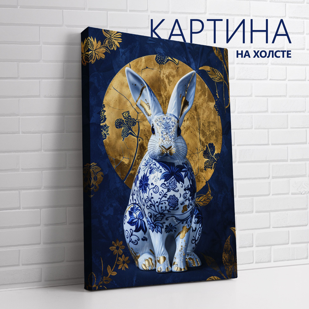 PRO Картины Картина "Китайский фарфор. Кролик, заяц", 60 х 40 см  #1