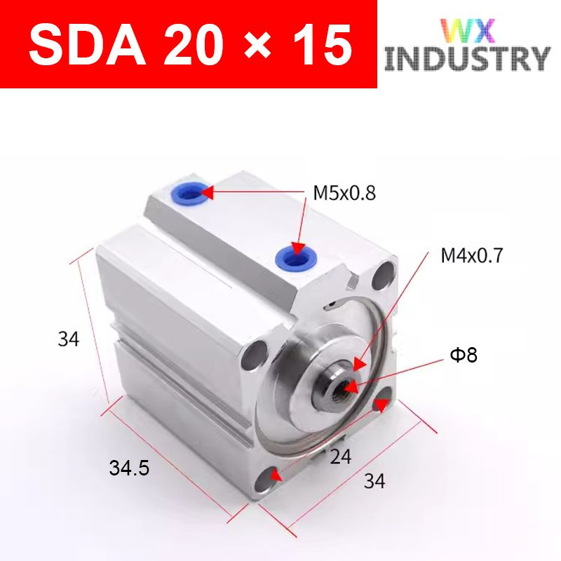 Пневмоцилиндр SDA 20X15,ход поршня 15 мм #1