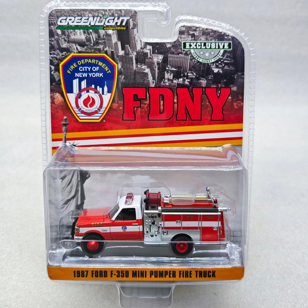 Машинка GreenLight 1/64 1987 Ford F-350 Mini Fire Truck - FDNY New York City Official Fire Department #1