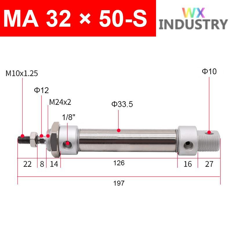 Пневмоцилиндр MA 32X50-S,ход поршня 50 мм #1