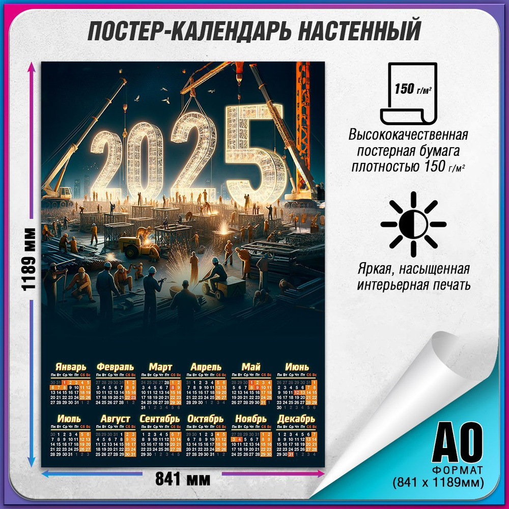 Настенный календарь 2025 год для интерьера / А-0 (84x119 см.) #1