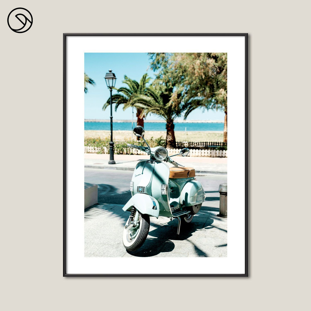 Постер на стену в раме 50х70 Postermarkt Vespa на Пляже #1