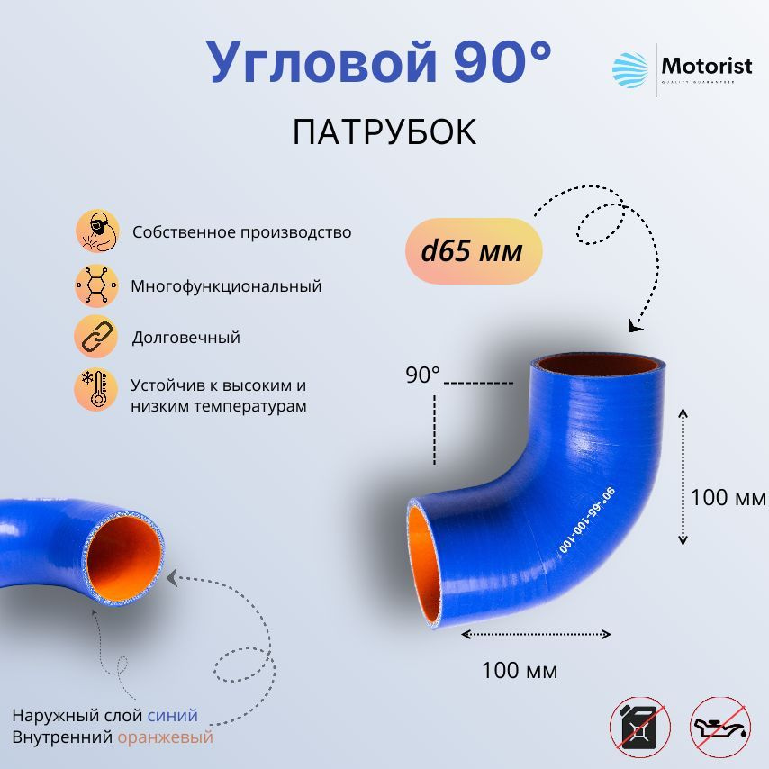 Motorist Патрубок охлаждения, 100 мм, арт. 90° L100*100 d065 #1