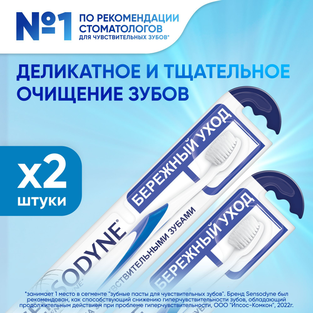 Зубная щетка Sensodyne Бережный Уход для чувствительных зубов, деликатное и тщательное очищение зубов #1